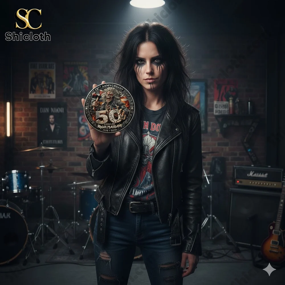 Pokémon 30th Anniversary Commemorative Challenge Coin Series 39 Rock style woman holding Iron Maiden fifty year anniversary coin!