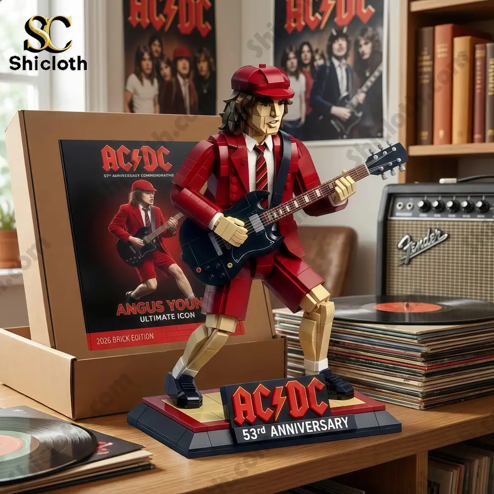 Brick rock guitarist figure displayed in a music room setting!