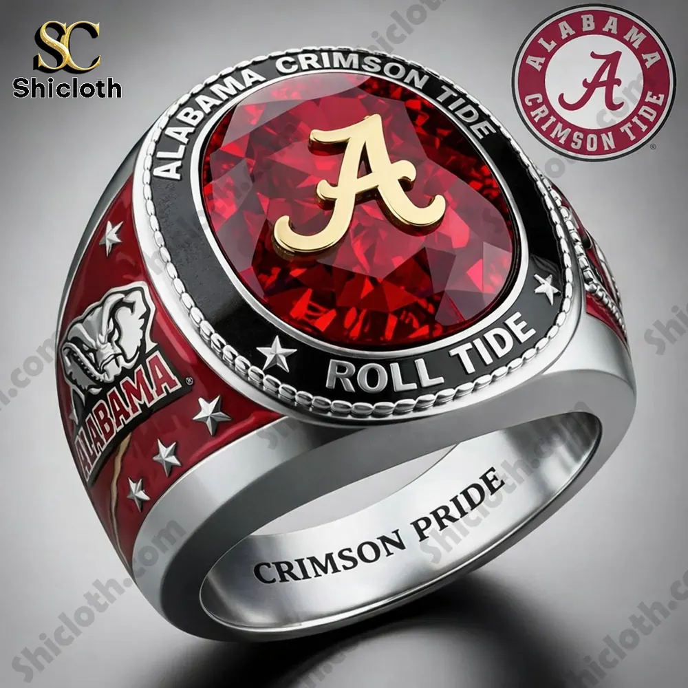 Alabama Crimson Tide ring with red gemstone!
