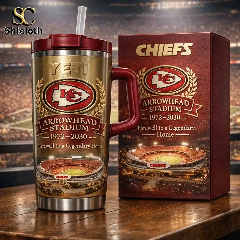 Yeti tumbler with Arrowhead Stadium design and gift box!