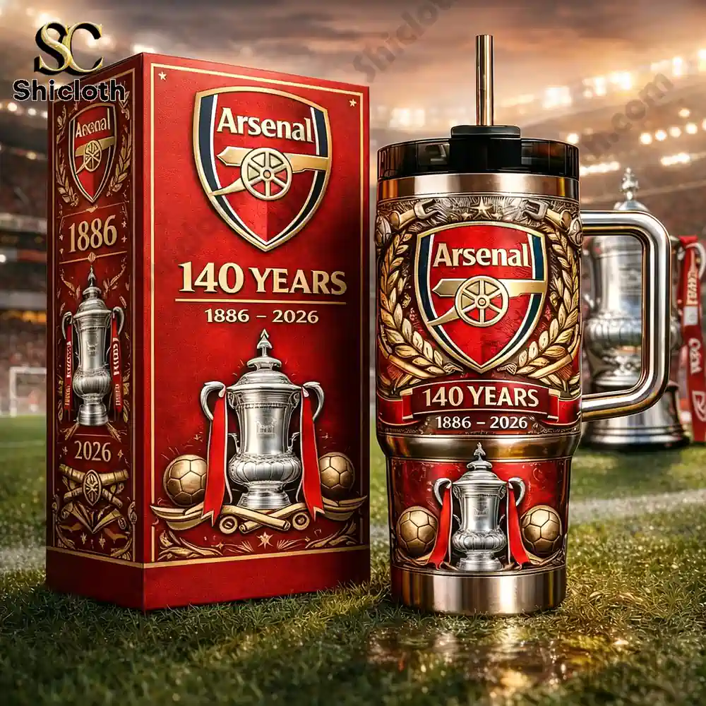 Arsenal Football Club 140th Anniversary Collector Tumbler Cup 3 Arsenal anniversary tumbler with premium gift box on pitch!