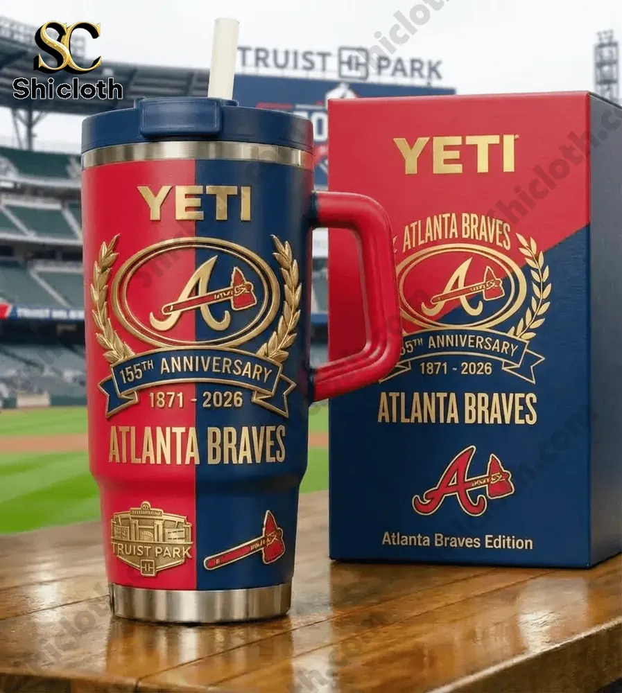 YETI Atlanta Braves anniversary tumbler with box at baseball stadium!