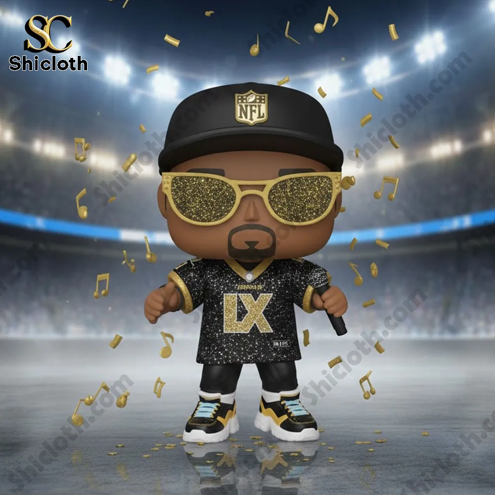 Bad Bunny Super Bowl Lx 2026 Halftime Show Vinyl Pop Figure Doll 3 Vinyl performer figure on stage with music notes in stadium!