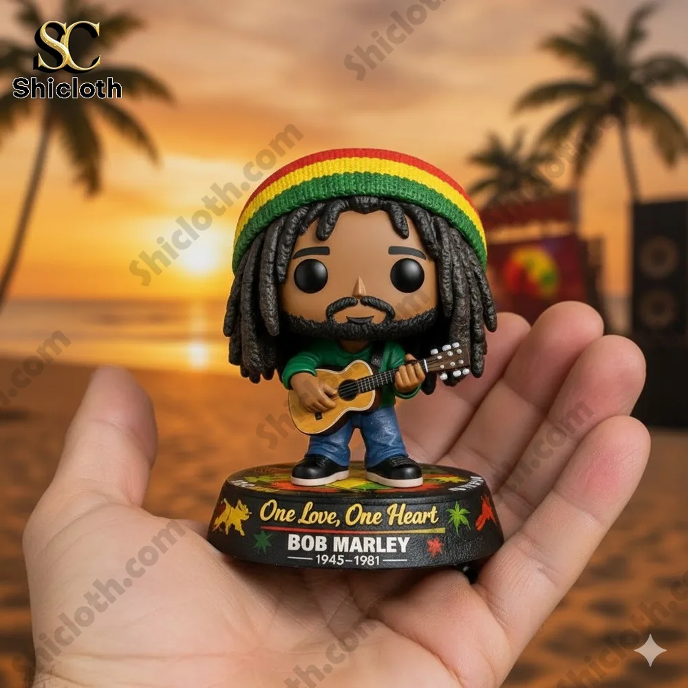 Dolly Parton's 80th Anniversary 1946-2026 Collectible Pop Figure Doll 60 Small reggae style musician figure holding a guitar at sunset!