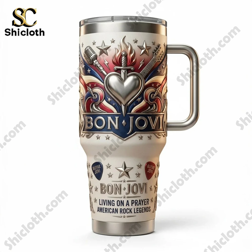 Alternative view of Bon Jovi Living On A Prayer American Rock Legends Tumbler