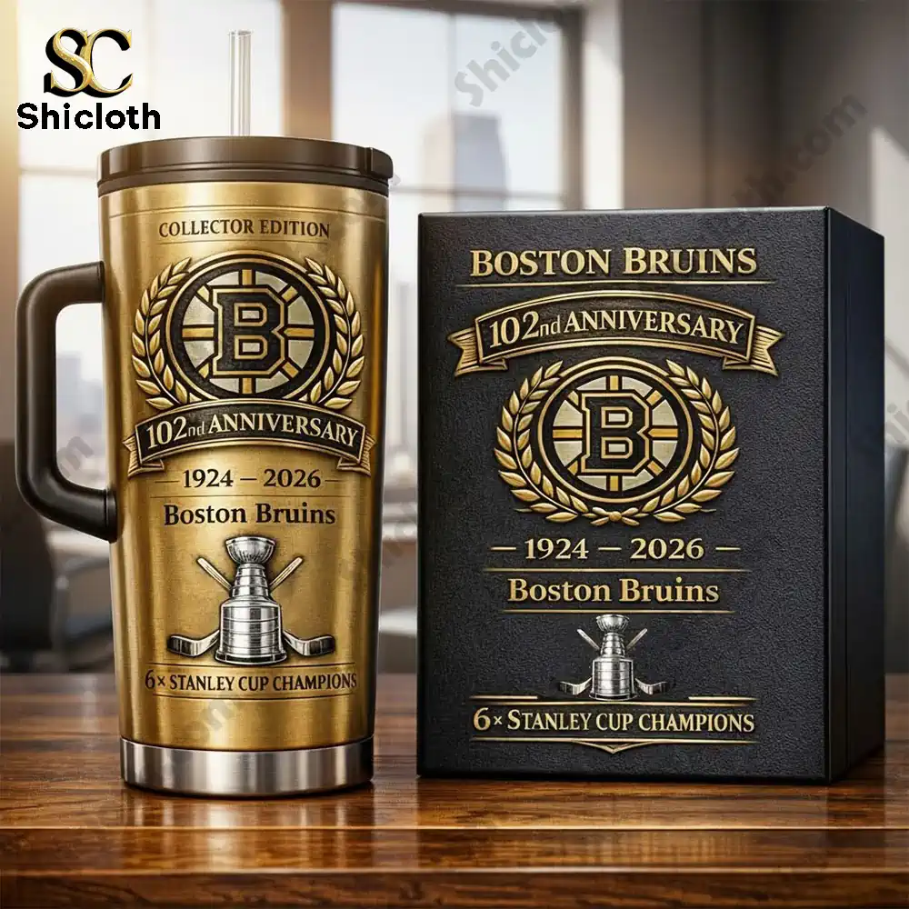 Boston Bruins anniversary tumbler mug with premium gift box by Shicloth!