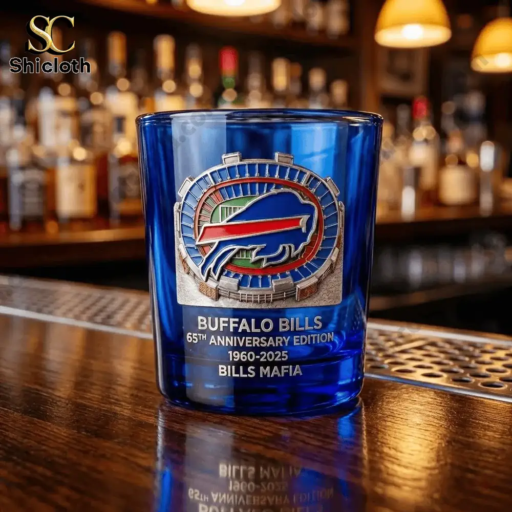 Alternative view of Buffalo Bills 65th Anniversary Commemorative Whiskey Glass