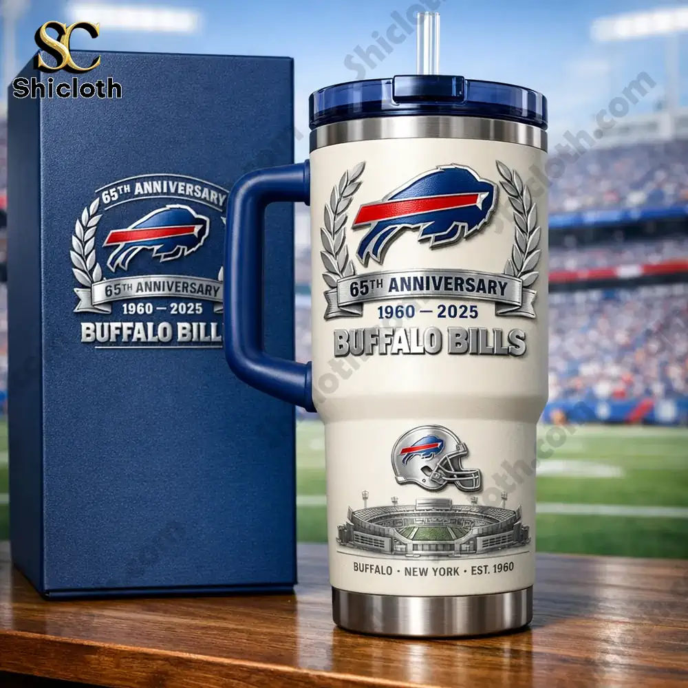 Buffalo Bills anniversary tumbler with gift box at football stadium!