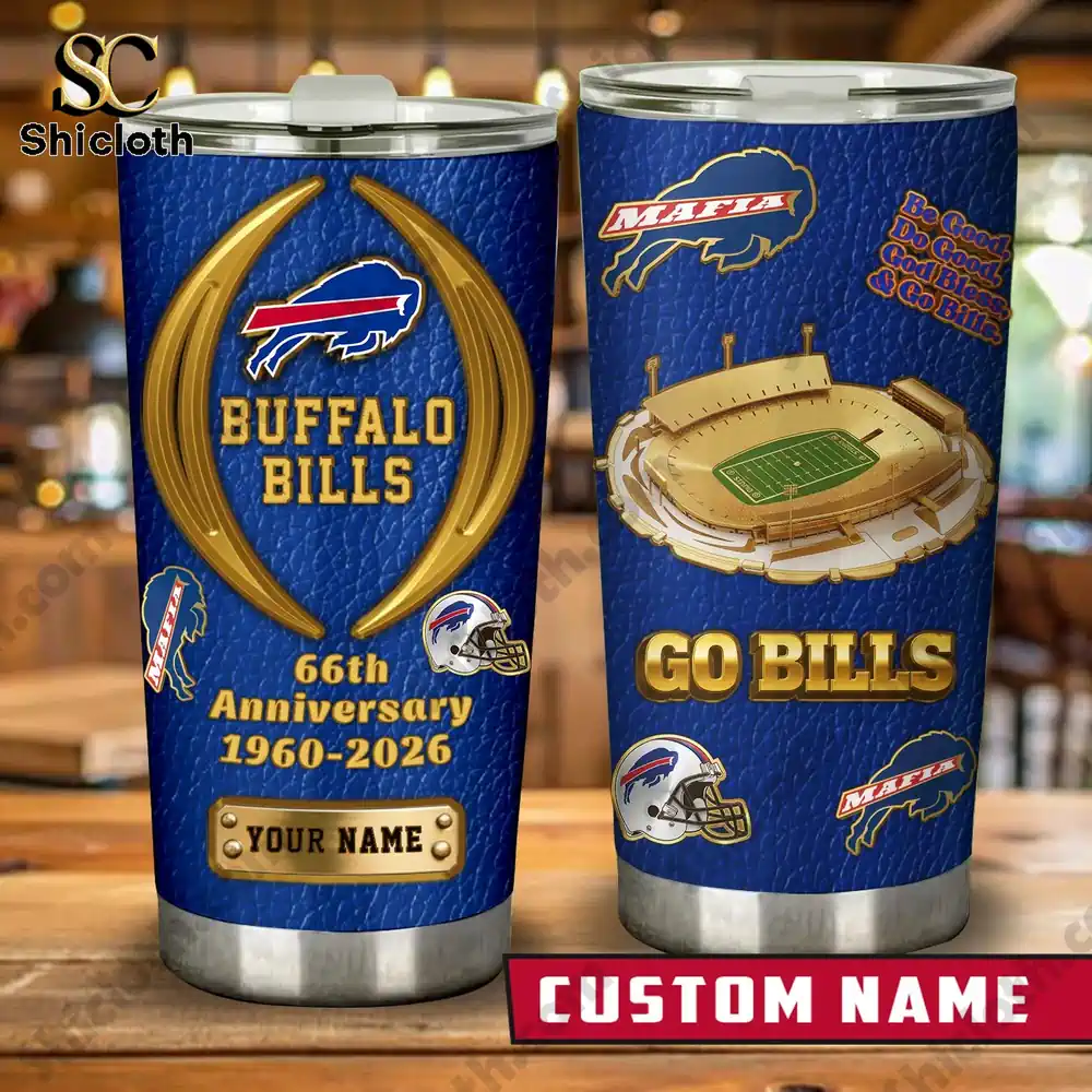 Buffalo Bills custom name blue tumbler front and back view!