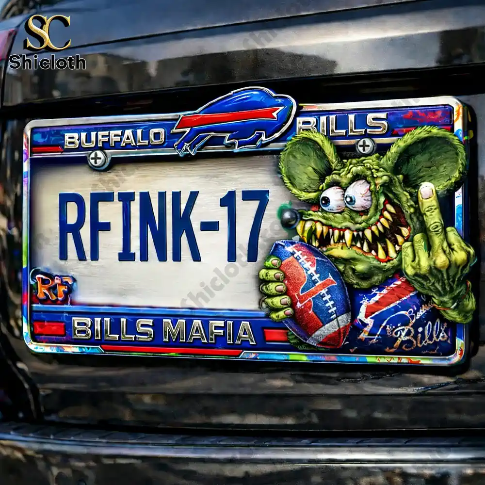 Alternative view of Buffalo Bills x Rat Fink Bills Mafia Statement License Plate Frame