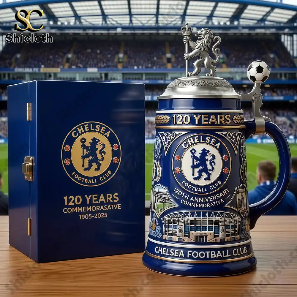 Chelsea commemorative beer mug with gift box at a football stadium!