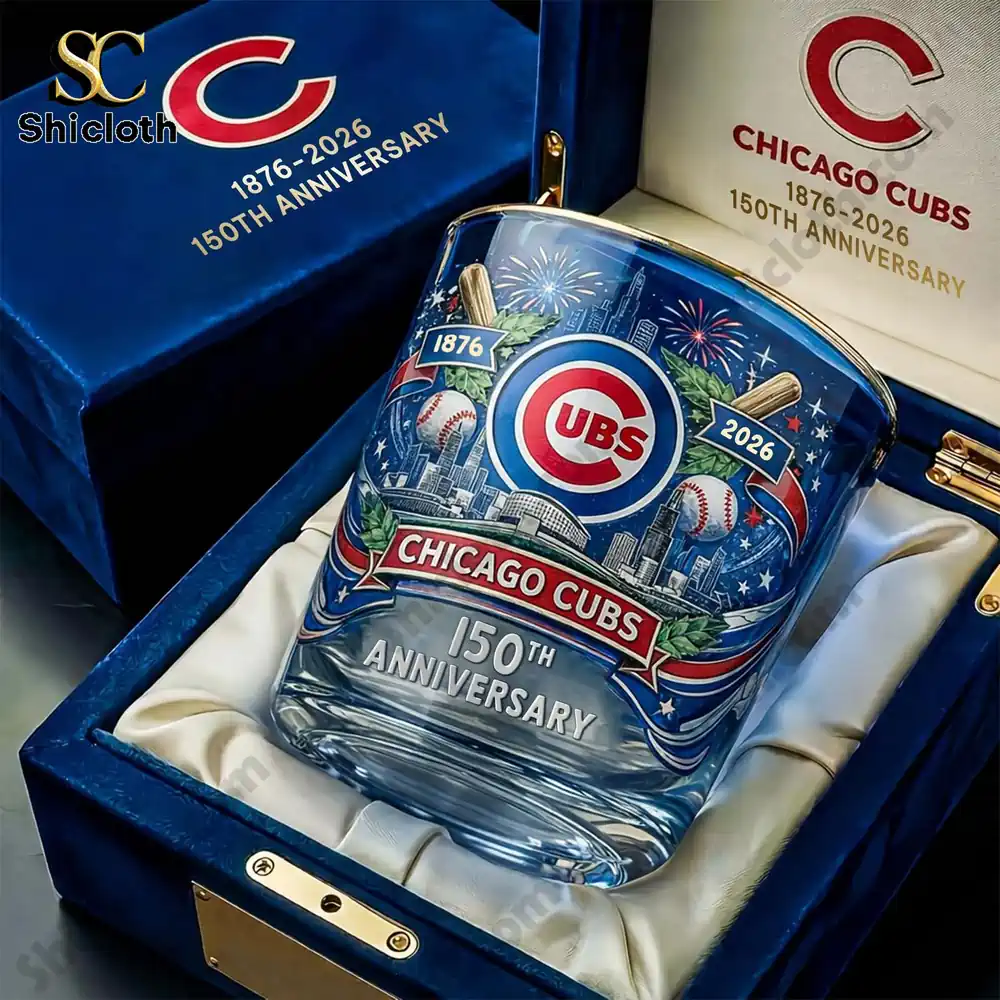 Chicago Cubs anniversary glass in premium display box!