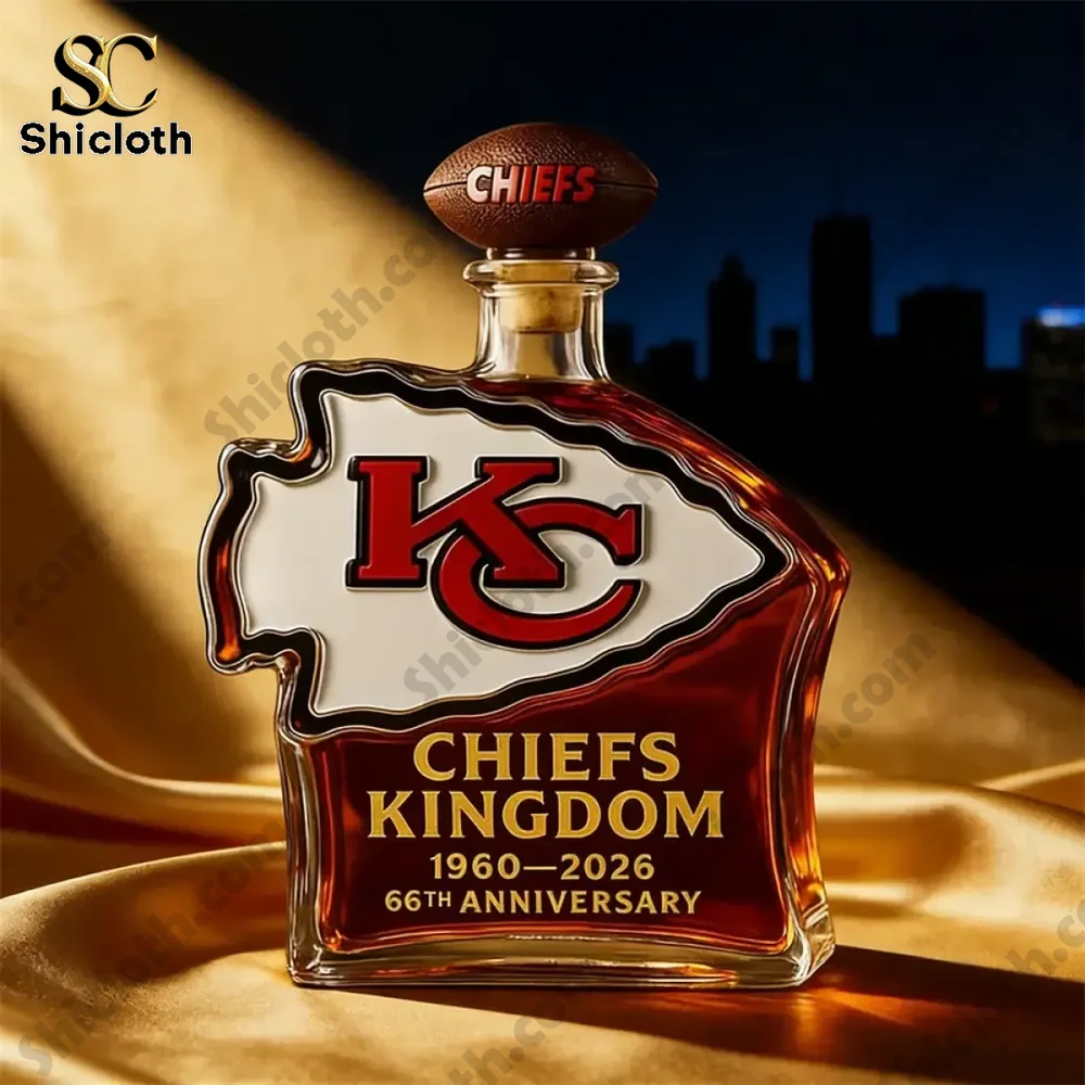 Chiefs Kingdom anniversary bottle on golden fabric!