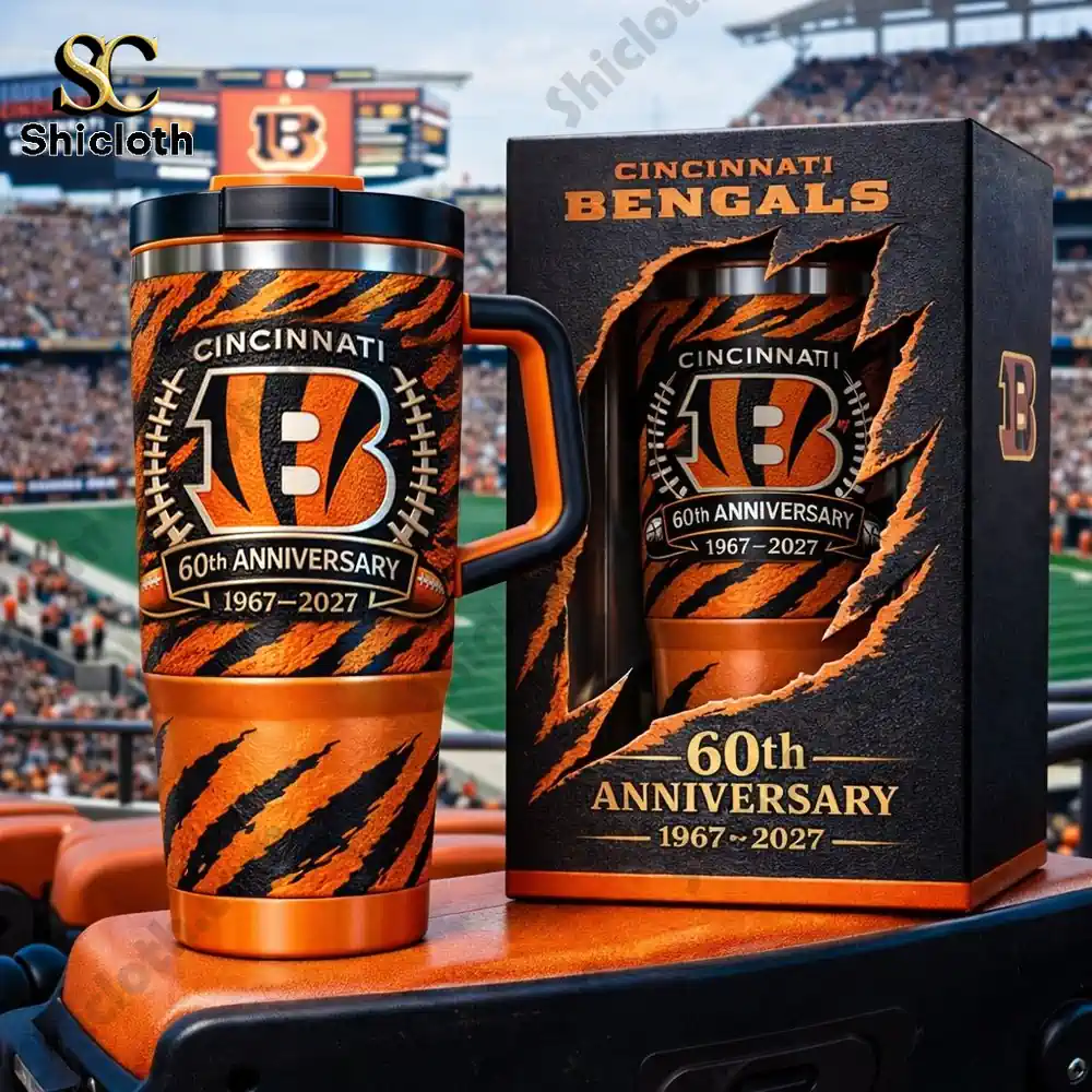 Cincinnati Bengals anniversary tumbler with box on stadium seat!
