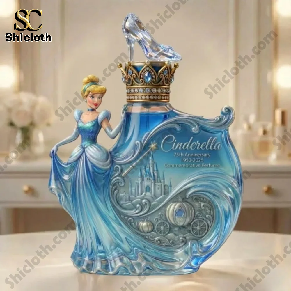 Cinderella themed blue perfume bottle with glass slipper design!