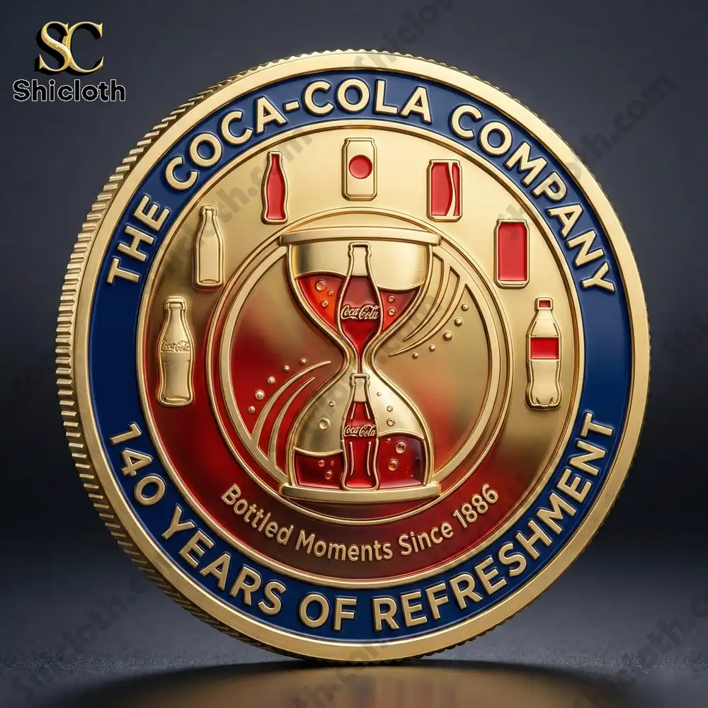 Close up of a Coca Cola company anniversary coin!