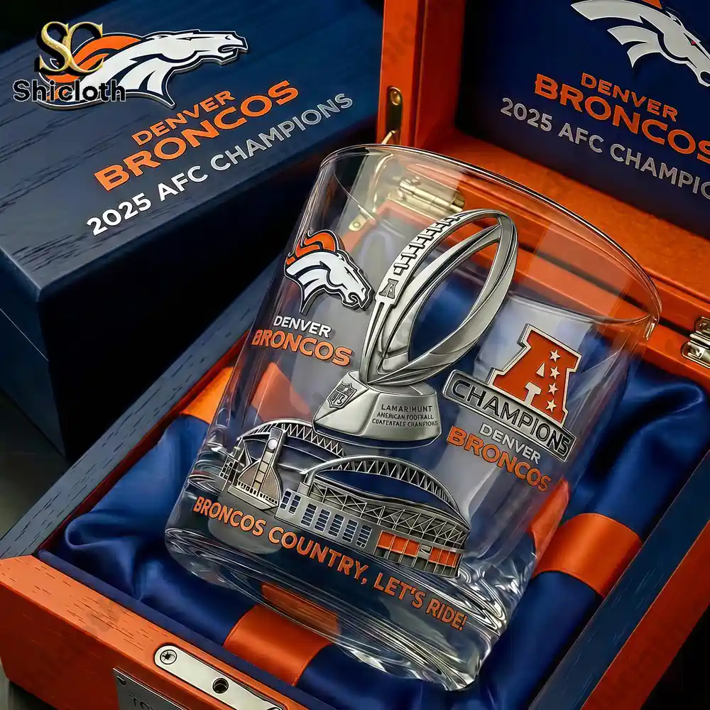 Denver Broncos championship glass in premium gift box!