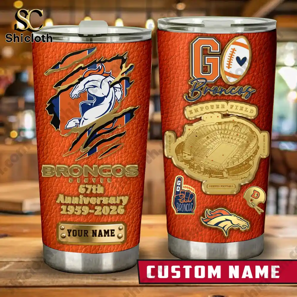 Denver Broncos anniversary custom tumbler with name