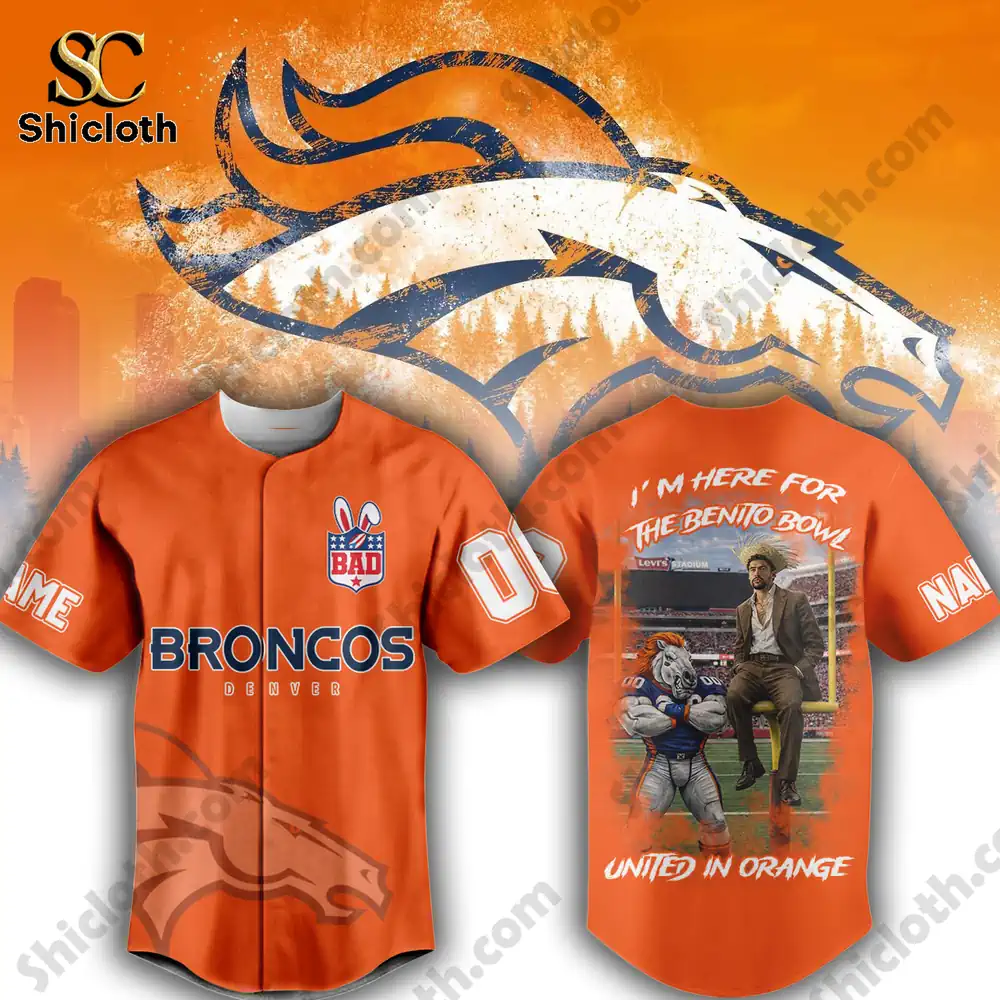 Front and back view of Denver Broncos orange jersey!