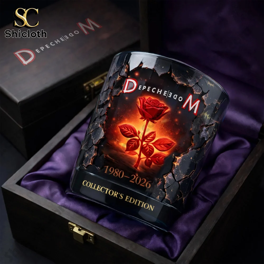 Depeche Mode inspired whisky glass displayed in a luxury gift box!