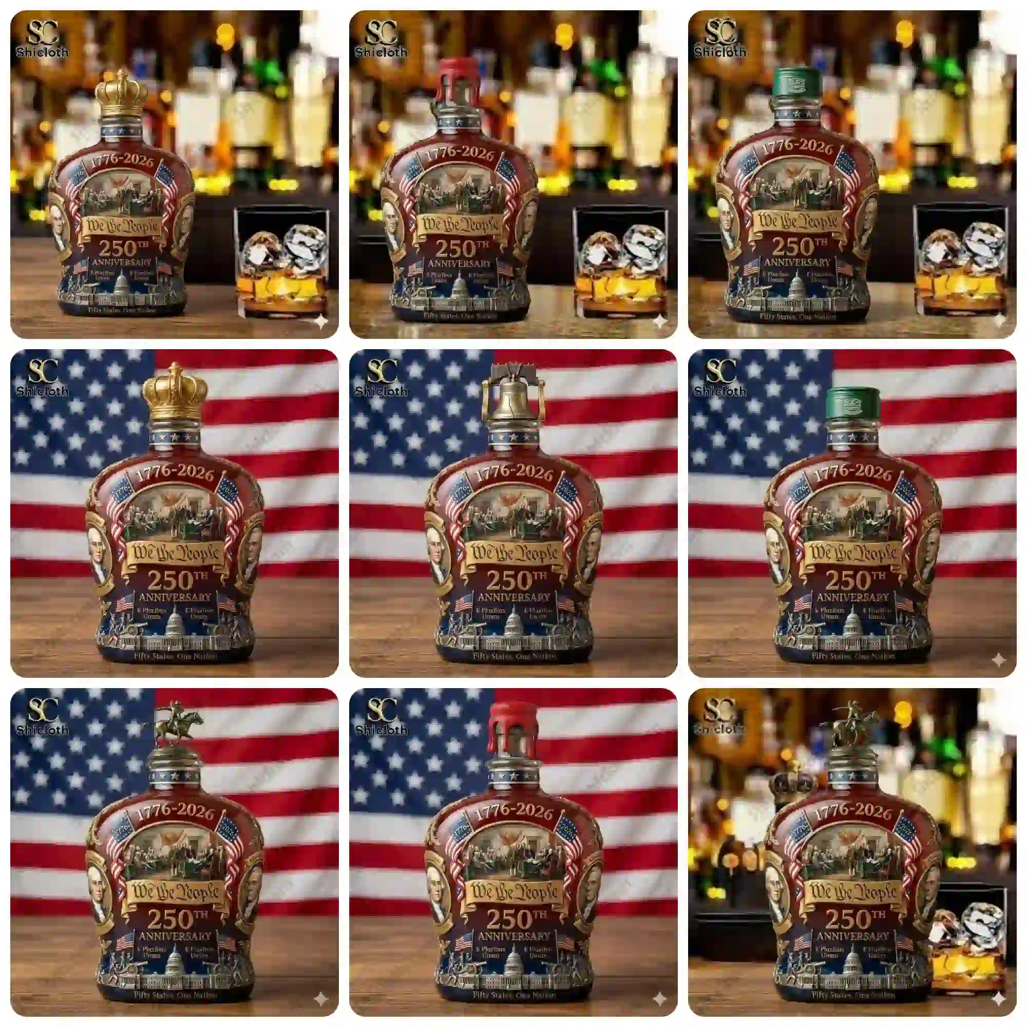Patriotic commemorative bottle with detailed artwork!