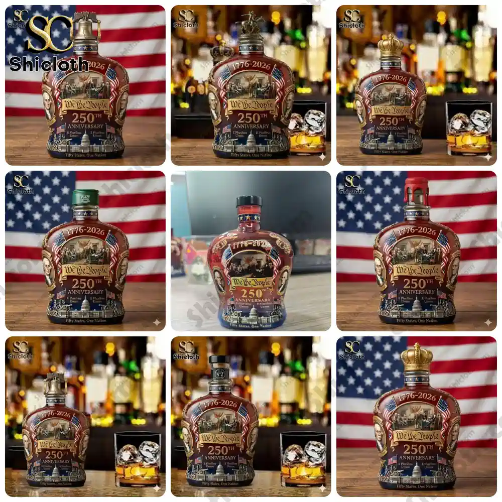 Patriotic decorative liquor bottle with American flag background!