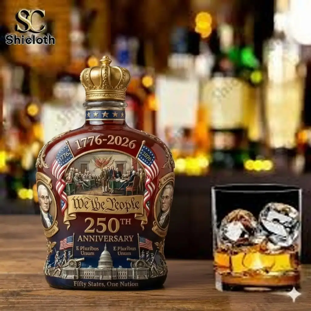 Patriotic commemorative bottle with gold crown cap!