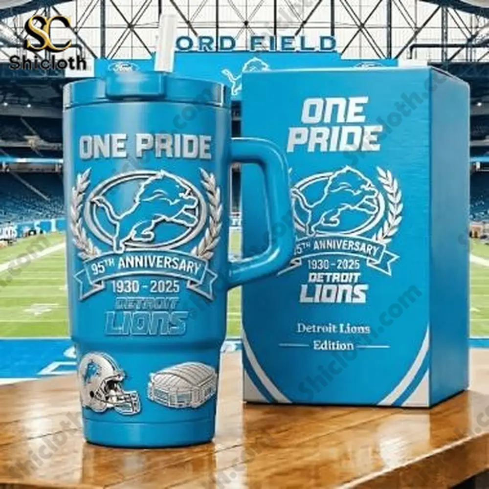 Detroit Lions One Pride anniversary tumbler with box in stadium!