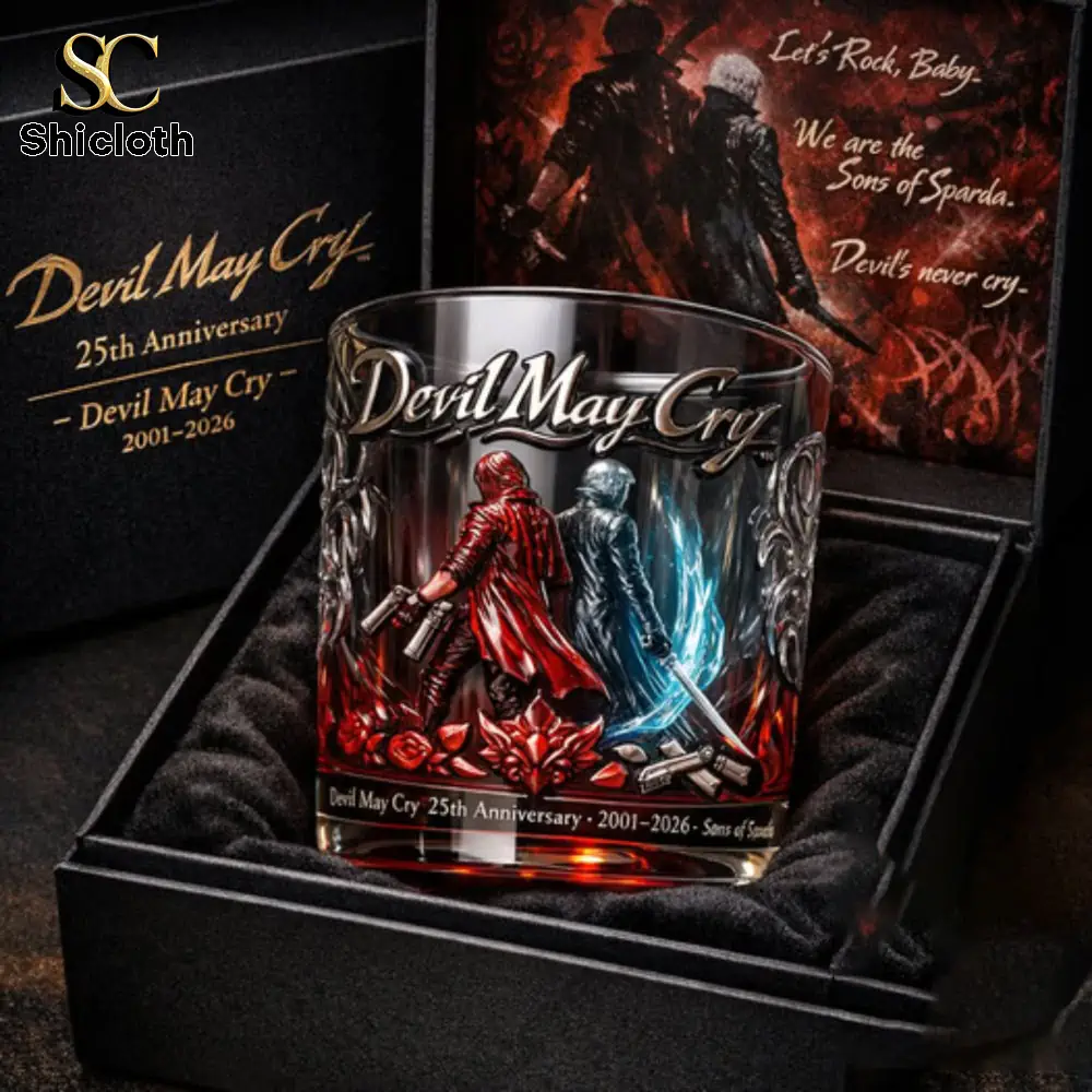 Devil May Cry collectible glass displayed in a premium box!