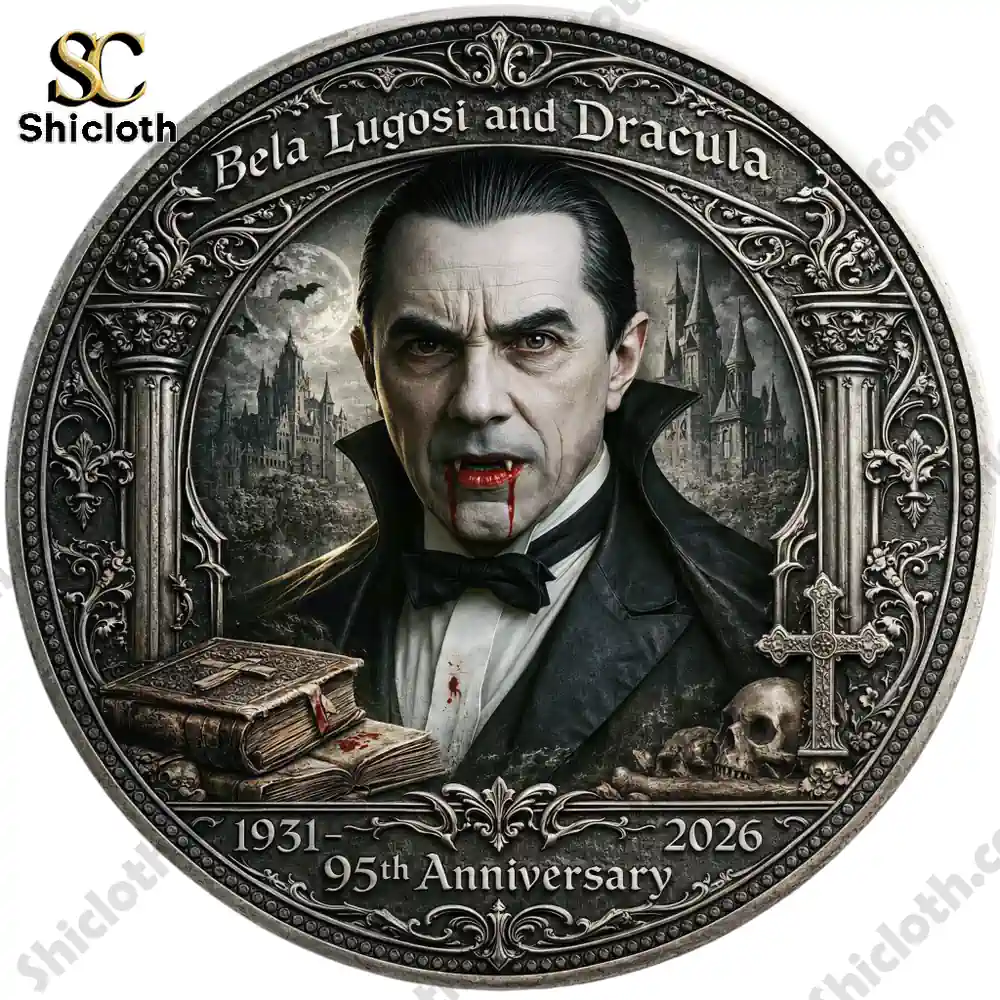Dracula 95th Anniversary Collectible Coin 3 Front side of Bela Lugosi Dracula commemorative coin.