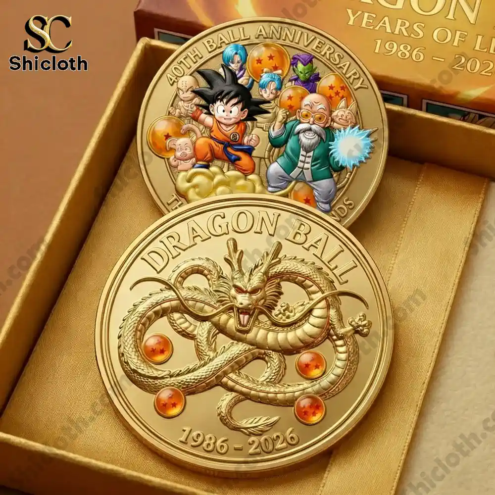 Dragon Ball anniversary coin with golden dragon design in gift box!