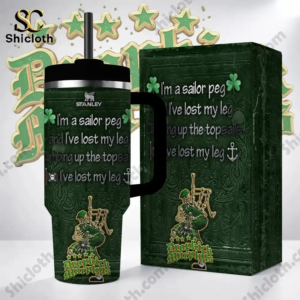 Green Irish themed insulated mug with matching gift box!
