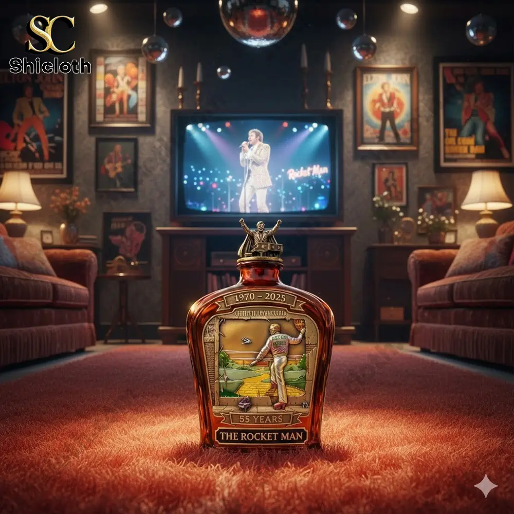 Demogorgon Sculpted Whiskey Glass 24 Commemorative bottle celebrating music legend displayed in cozy living room!