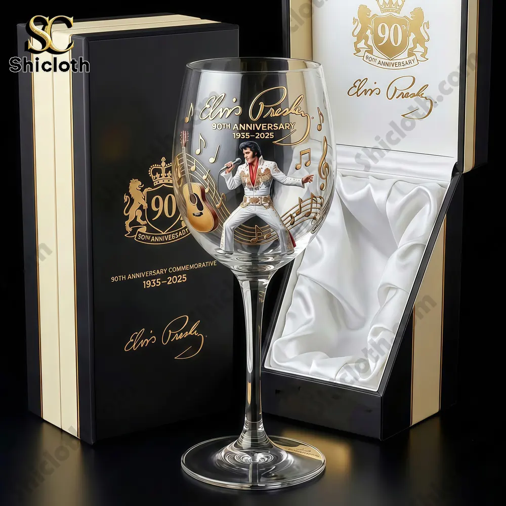 Elvis commemorative wine glass with luxury gift box!