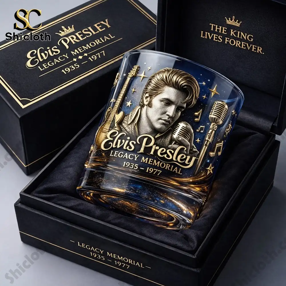 Alternative view of Elvis Presley Legacy Memorial Transparent Whiskey Glass 2026