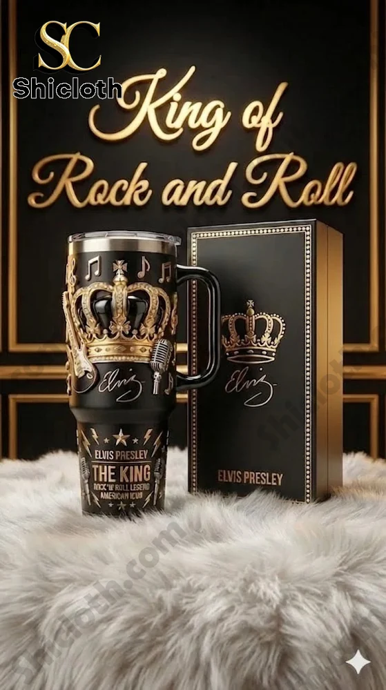 Alternative view of Elvis Presley The King Roc n Roll Legend American Icon 40oz Tumbler With Handle
