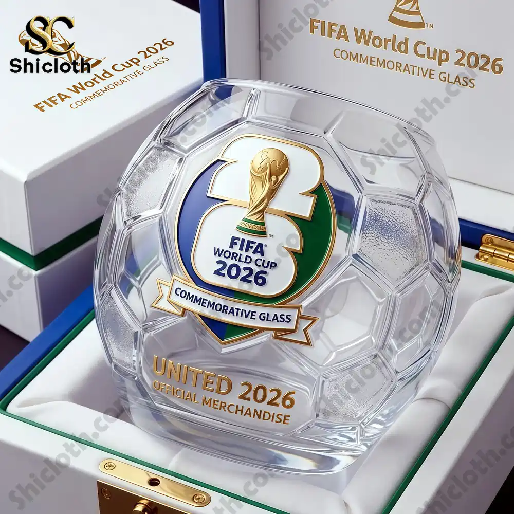 Close up of FIFA World Cup 2026 commemorative glass in official packaging!