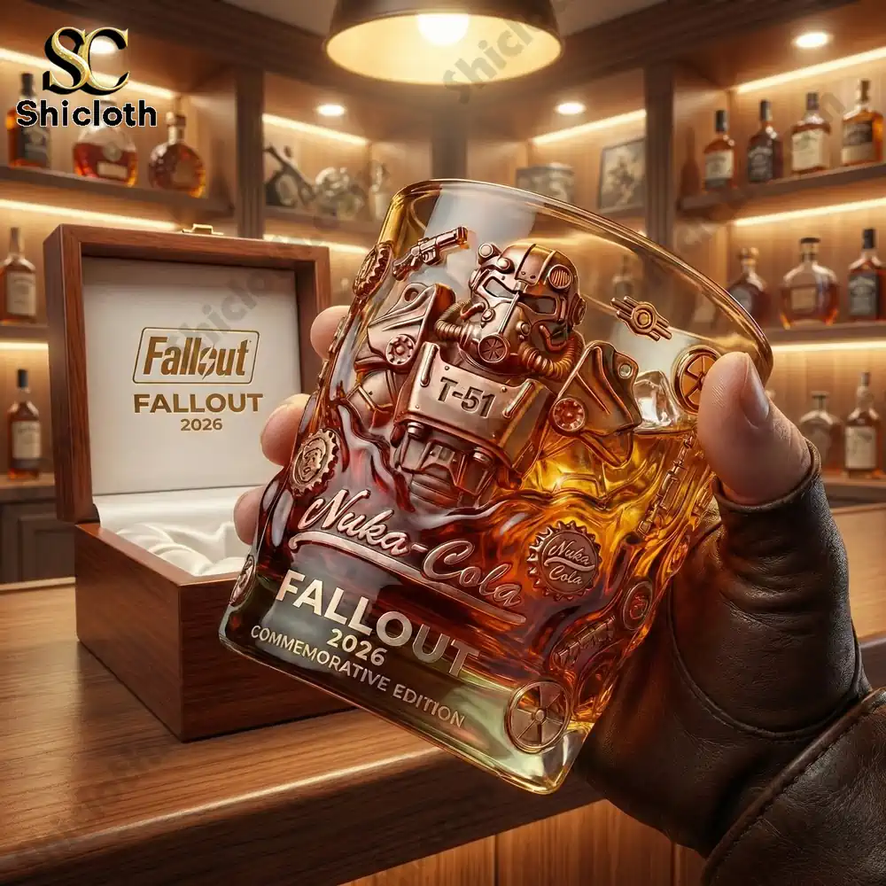 Fallout Nuka Cola commemorative glass in wooden display box!