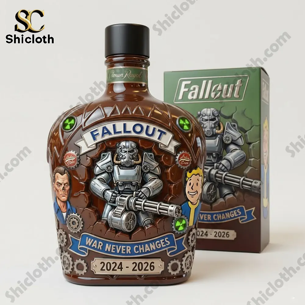 Fallout T51 Power Armor Wasteland Collector Whiskey Bottle 2026 3 Fallout collector whiskey bottle with product box on white background!