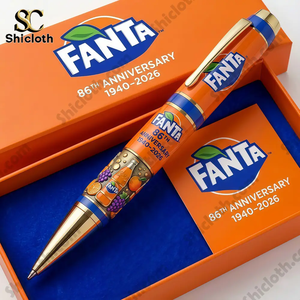 Orange branded pen displayed inside premium gift box!