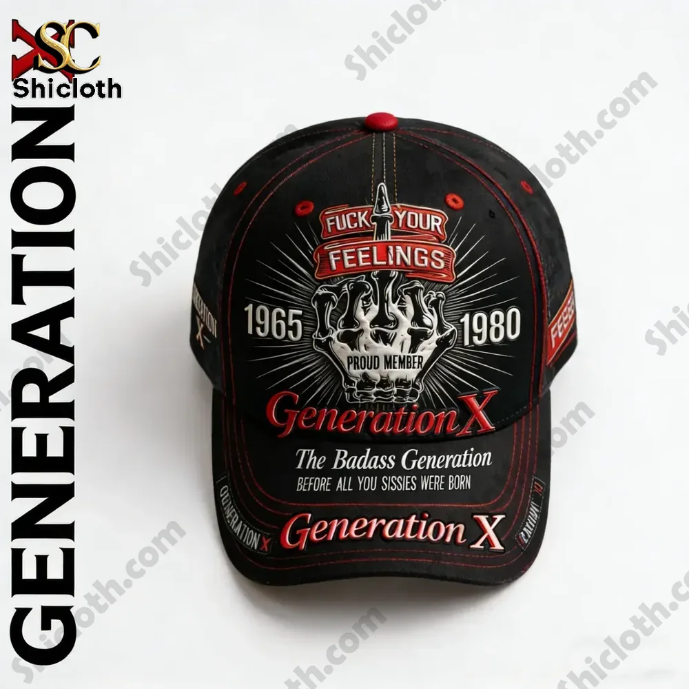 Generation X cap displayed on wooden table outdoors!