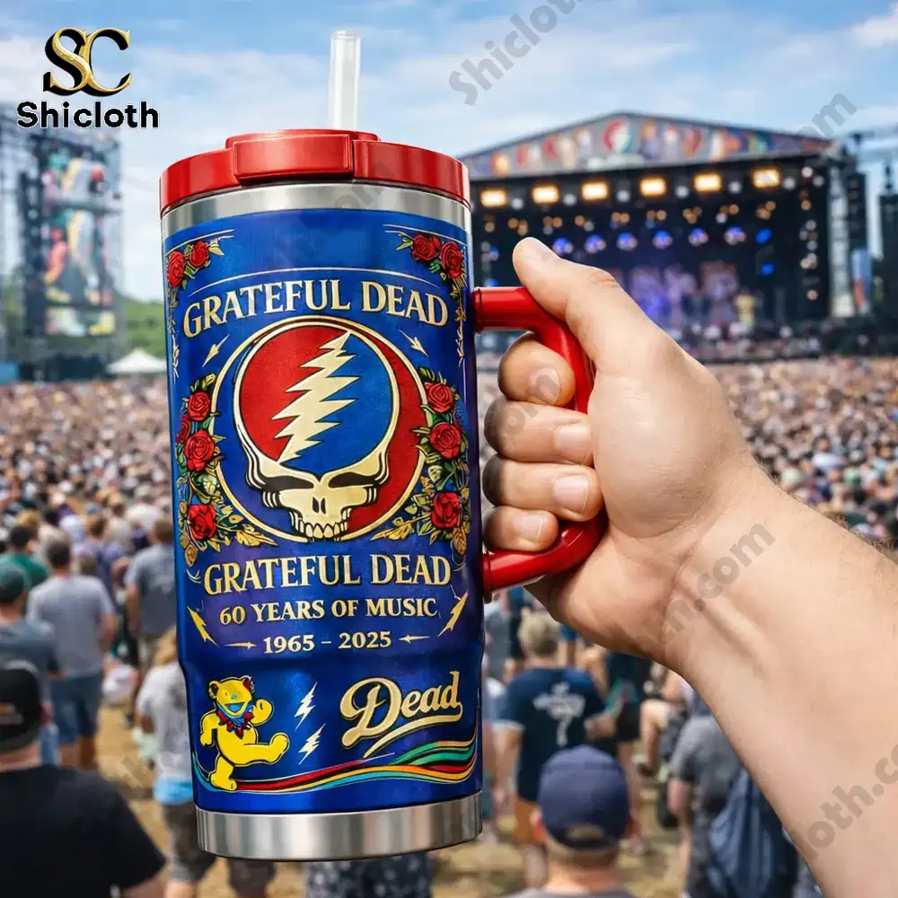 Grateful Dead anniversary tumbler held at live music festival!