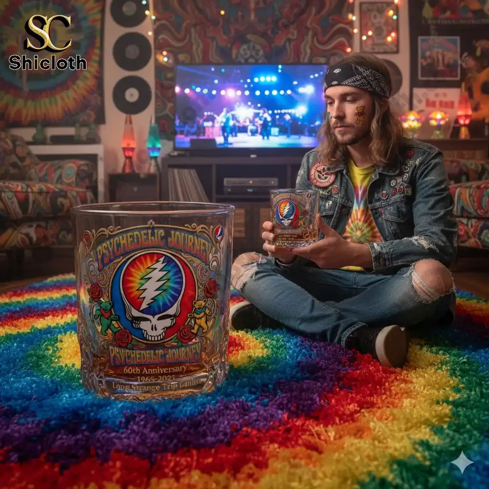Grateful Dead Psychedelic Journey 60th Anniversary Whiskey Glass