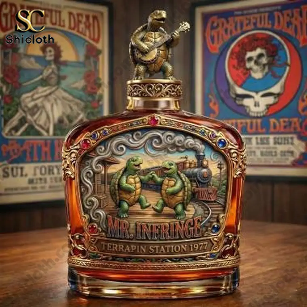 Close up of terrapin themed decorative whiskey bottle!