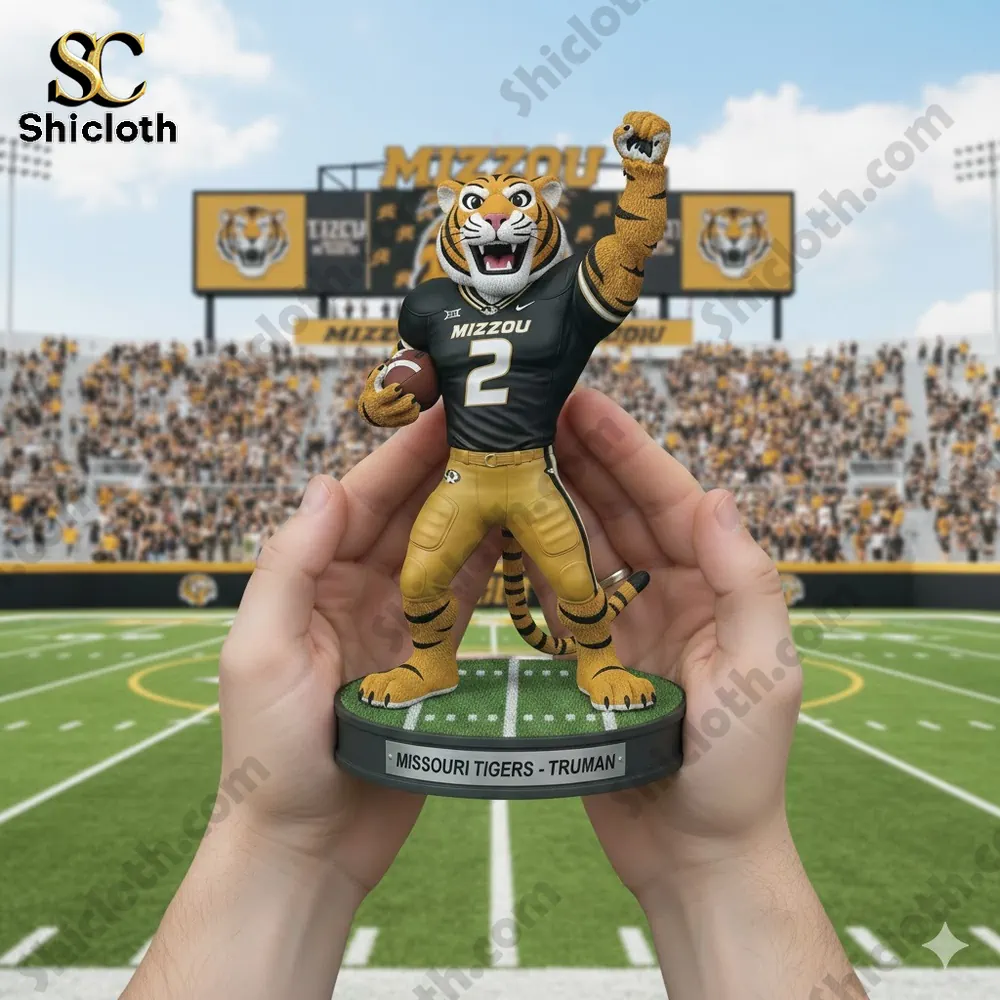 Dolly Parton's 80th Anniversary 1946-2026 Collectible Pop Figure Doll 50 Missouri Tigers mascot figure held by hands on football field!