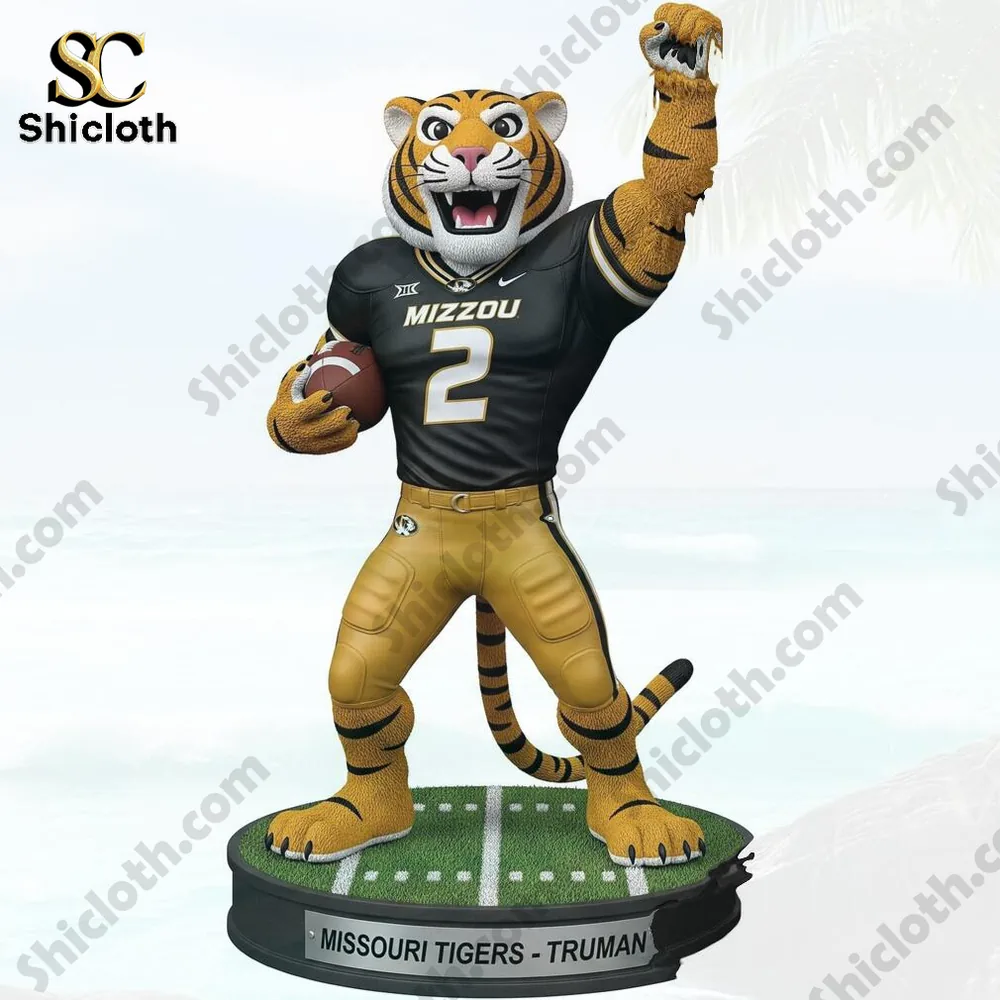 Missouri Tigers mascot figure standing with raised fist!