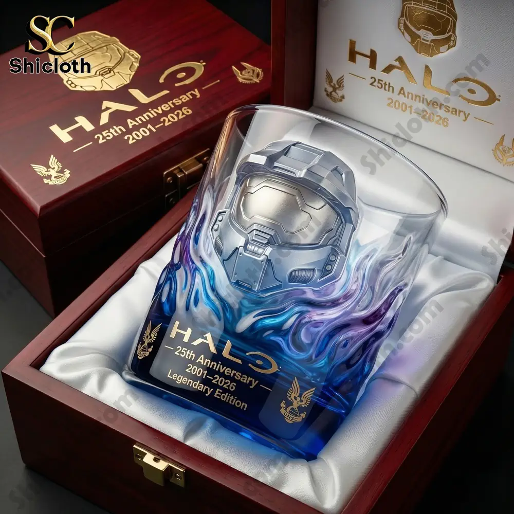 Halo anniversary glass in wooden display box!