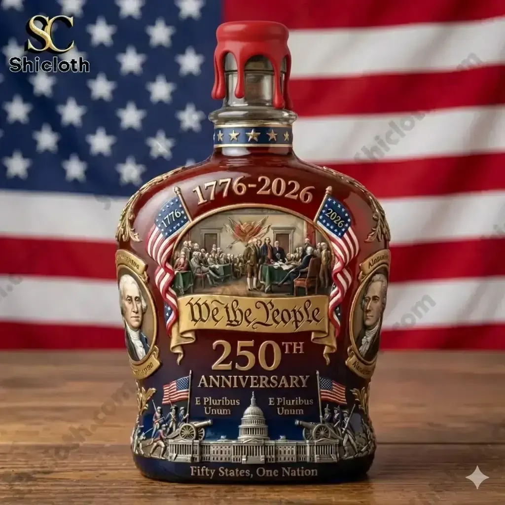 Crown Royal 250th Anniversary 1776-2026 We The People 250 Whiskey Bottle 5 Red wax style cap patriotic US anniversary whisky bottle.