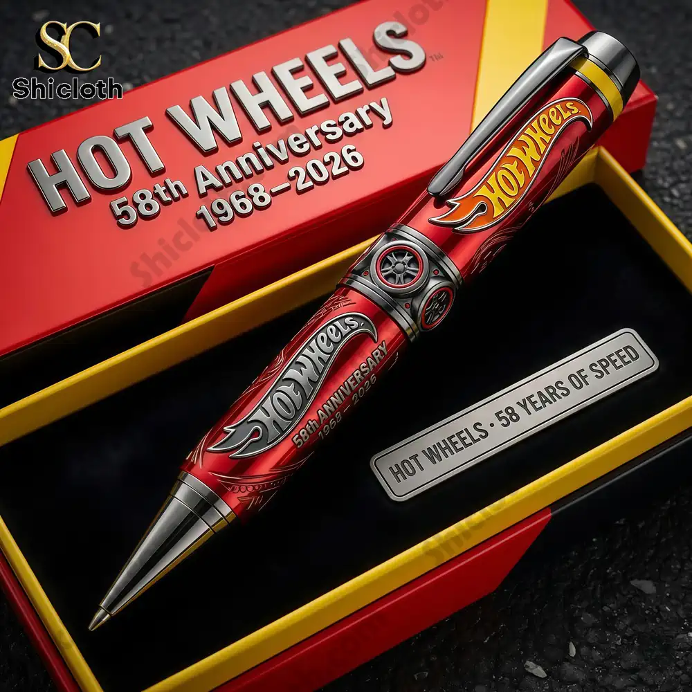 Hot Wheels 58th Anniversary Commemorative Pen 4 Hot Wheels anniversary pen displayed in a premium gift box!