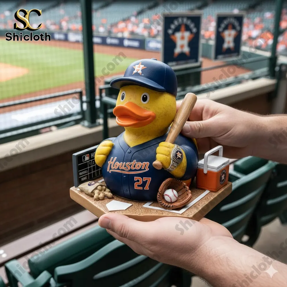 Dolly Parton's 80th Anniversary 1946-2026 Collectible Pop Figure Doll 86 Baseball duck figurine wearing Houston Astros uniform displayed at a stadium!